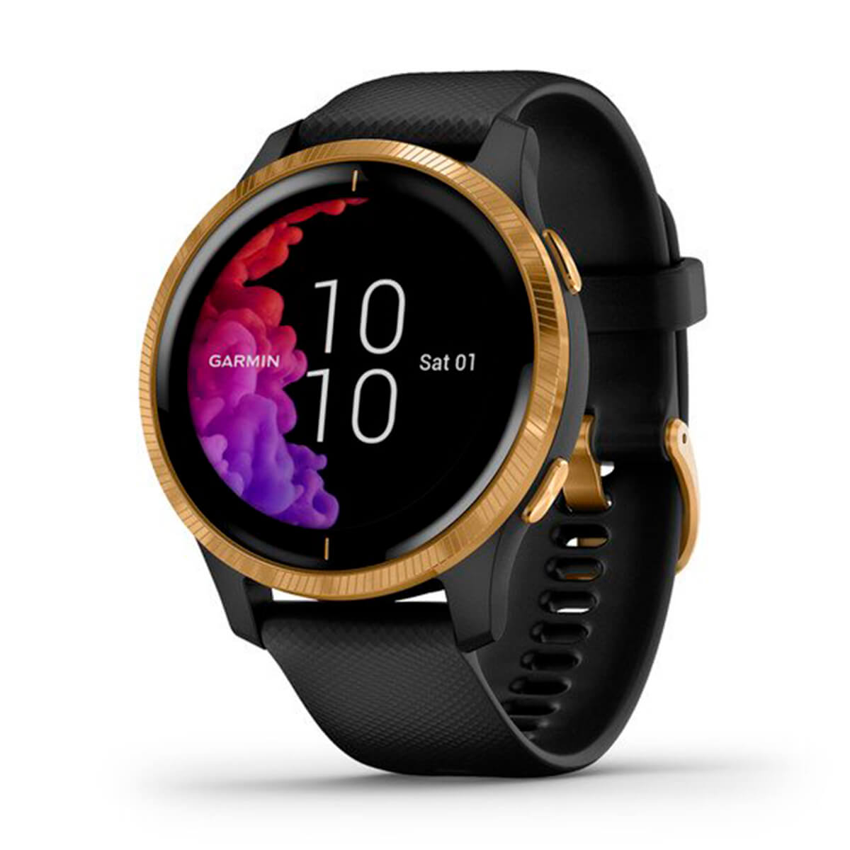 

Спортивные часы GARMIN Venu Gold Stainless Steel Bezel with Black Case and Silicone Band