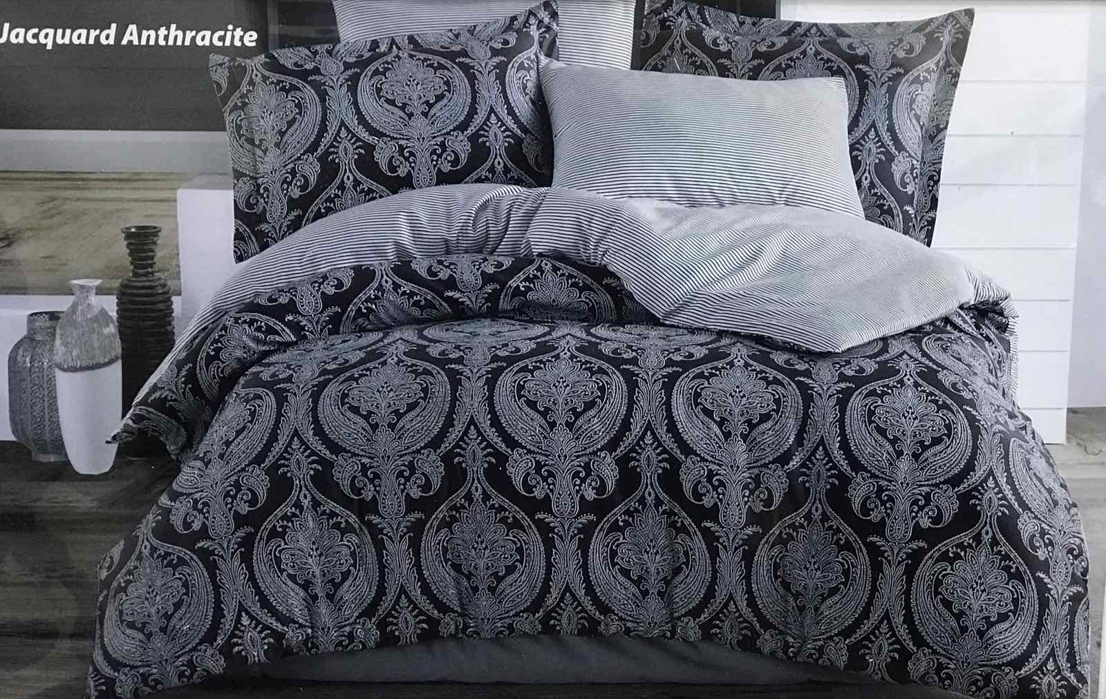 

Комплект постельного белья Zugo Home сатин Jacquard V4 anthracite евро антрацит