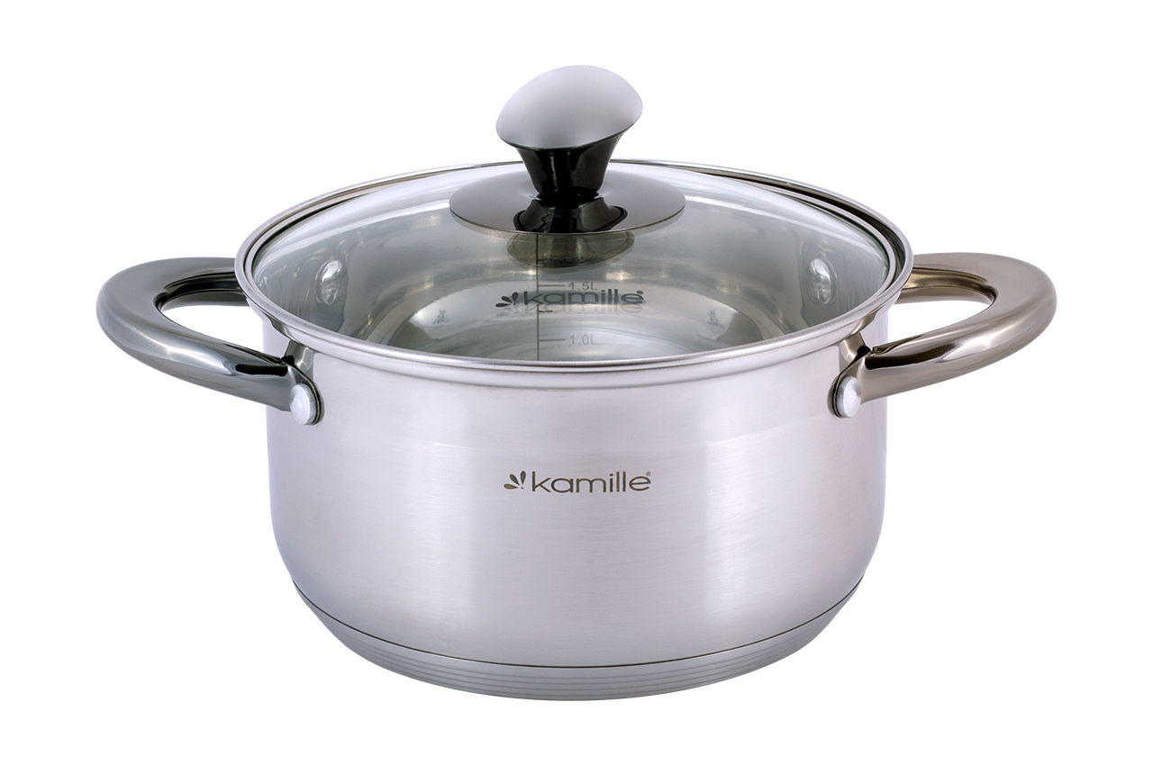 

Кастрюля нержавеющая Kamille Ø 18 см, 2 л с крышкой (4921)