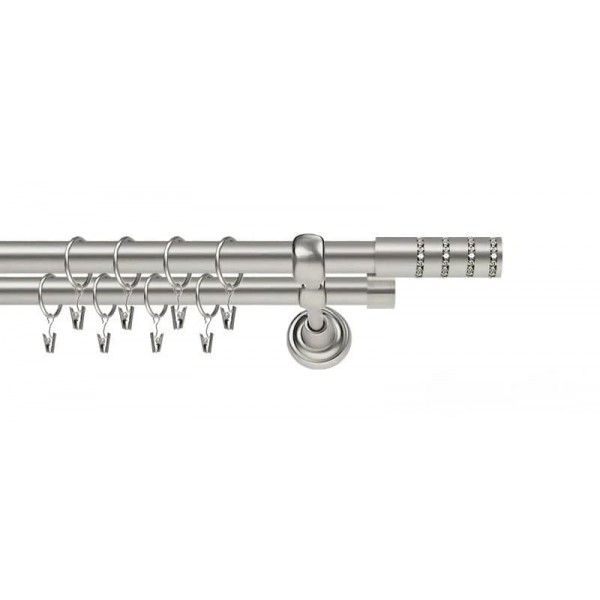 

Карниз Metal decor для штор металлический 16/19мм сатиновая гладкая труба 1 метра 60 см наконечник Кристалл