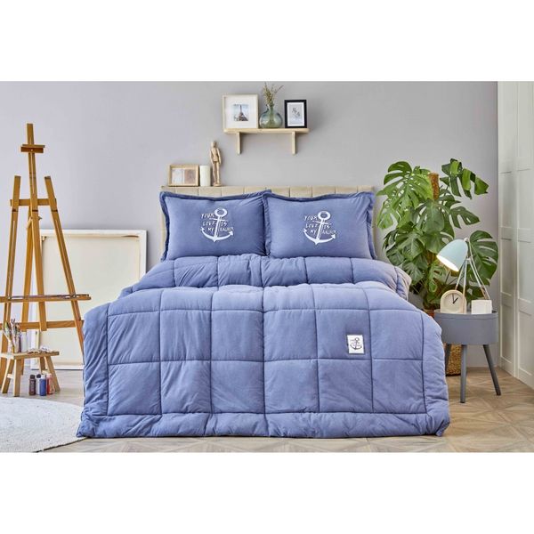 

Набор постельное белье с одеялом Karaca Home - Toffee indigo индиго полуторный