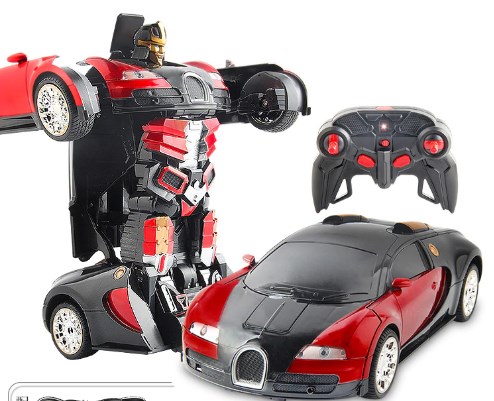 

Машинка Трансформер с пультом Bugatti Robot Car Size 1:18 сама трансформируется Красная 220х92х60 мм