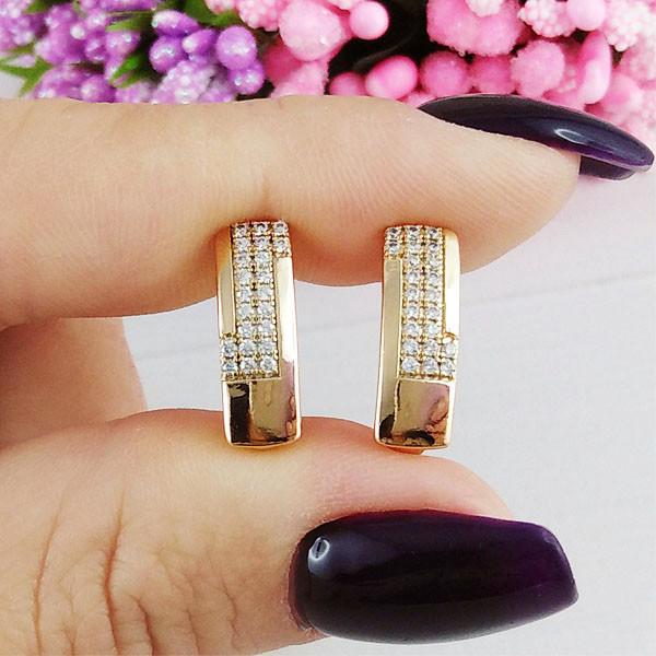 

Серьги Xuping Амелия медицинское золото позолота 18К английский замок А/В 1-0343