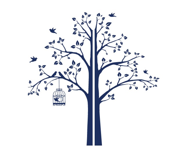 

Интерьерная наклейка IdeaClock Tree with a cage, corner 190х195 см Темно-синий(62274-46-23)