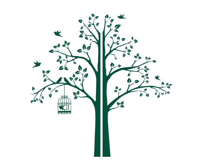 

Интерьерная наклейка IdeaClock Tree with a cage, corner 190х195 см Лесной зеленый(62274-46-39)