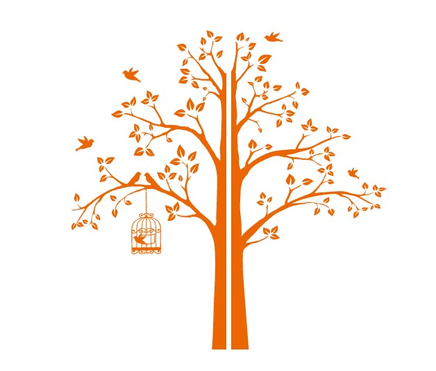 

Интерьерная наклейка IdeaClock Tree with a cage, corner 190х195 см Светло-оранжевый(62274-46-13)