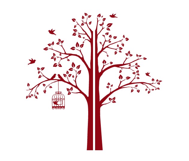

Интерьерная наклейка IdeaClock Tree with a cage, corner 190х195 см Темно-красный(62274-46-8)