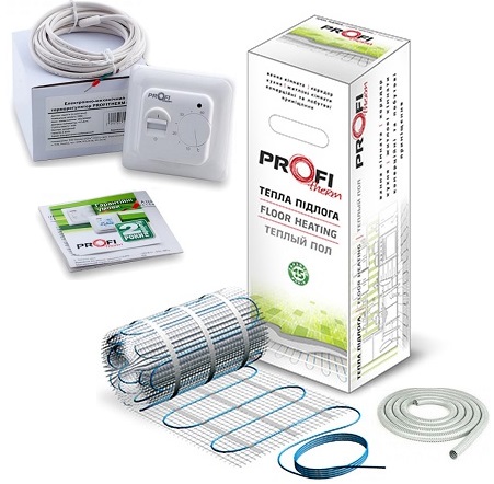 

Теплый пол Profi Therm нагревательный двухжильный мат 150/1800Ват/12 м2 в комплекте с механическим терморегулятором Profi Therm MEX (VIT00257)