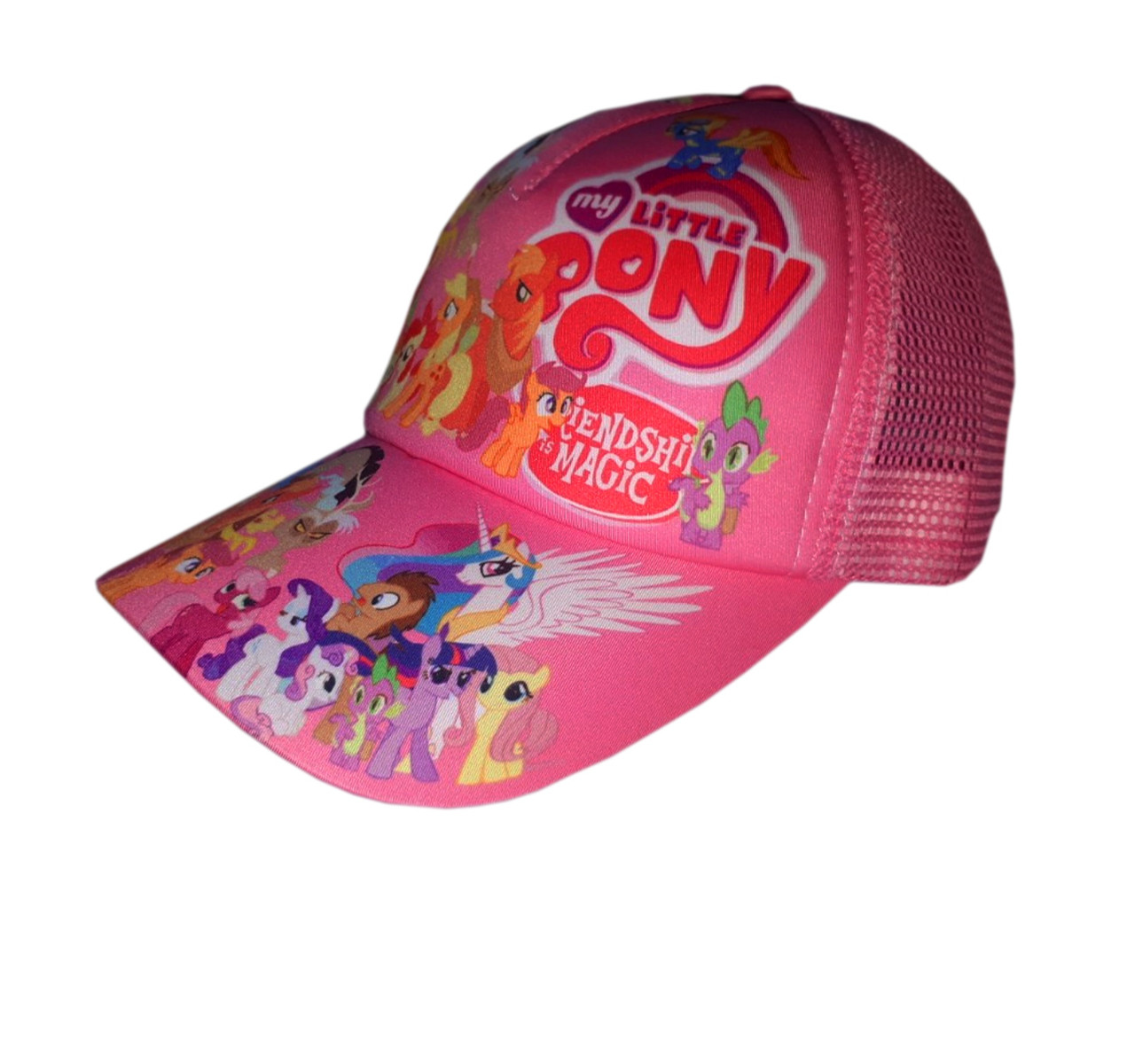 

Детская летняя кепка Пони с сеточкой, цвет розовый, бейсболка Little Pony из гипоаллергенной ткани.