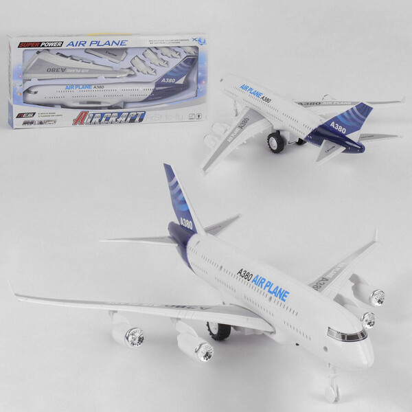 

Игрушка самолет инерционный Super Power Air Plane A380 со световыми и звуковыми эффектами 40 см Белый (41693)