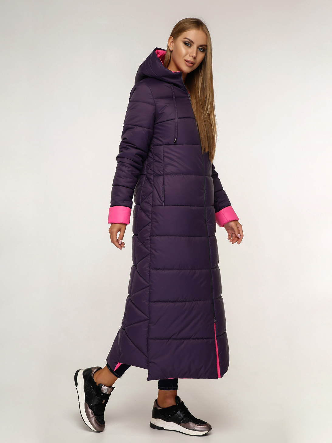 Акция на Куртка зимова довга жіноча Favoritti ПВ-1202 58 Темно-фіолетова от Rozetka