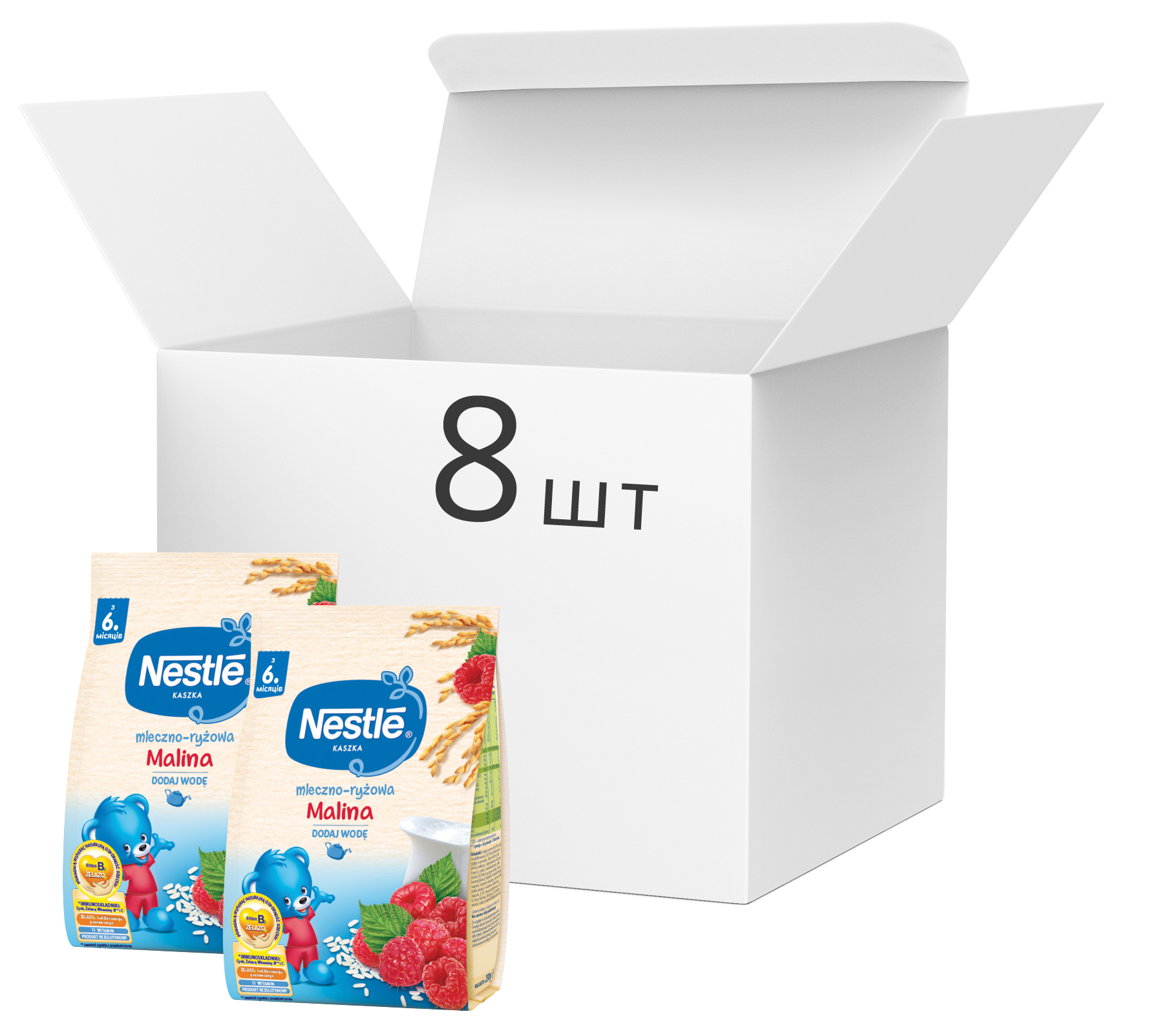Акція на Упаковка молочных каш Nestle Рисовых с малиной и бифидобактериями (пробиотиками) витаминизированных с 6 месяцев 8 шт x 230 г (7613033832260) від Rozetka UA