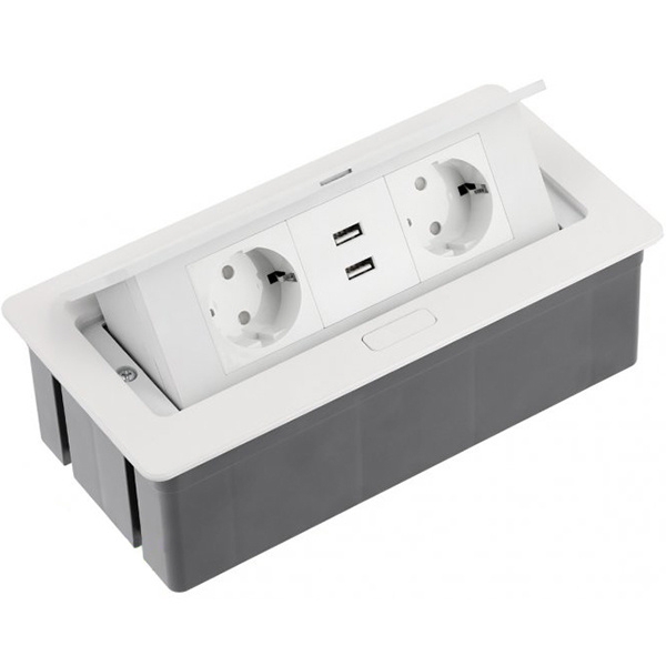 

Удлинитель врезной Soft GTV на 2 розетки + 2 USB Schucko белый