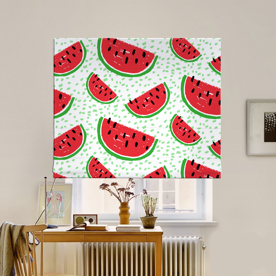 

Римская штора система Classic InHt Фотопечать Арбуз 15-069 Джуси Велюр 170х170 см