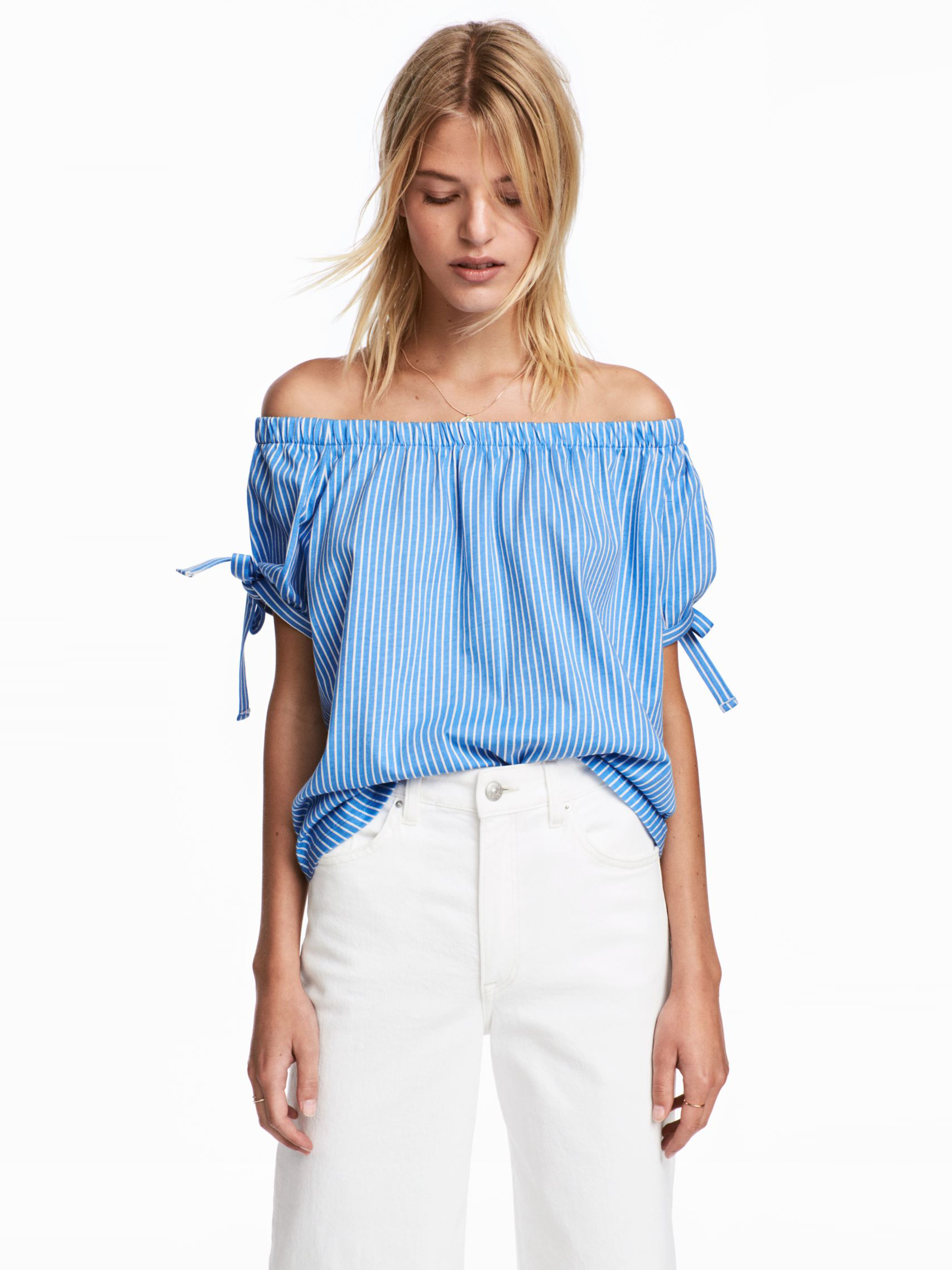 

Топ H&M 5621096RP21 XS Синий с белым