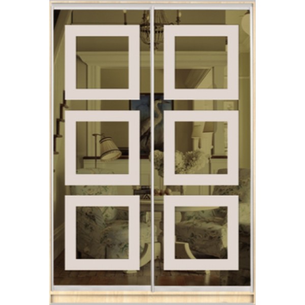 

Шкаф купе Классик 1 Тонированное зеркало с Пескоструем-1 1300x2300x450 двухдверный Matroluxe