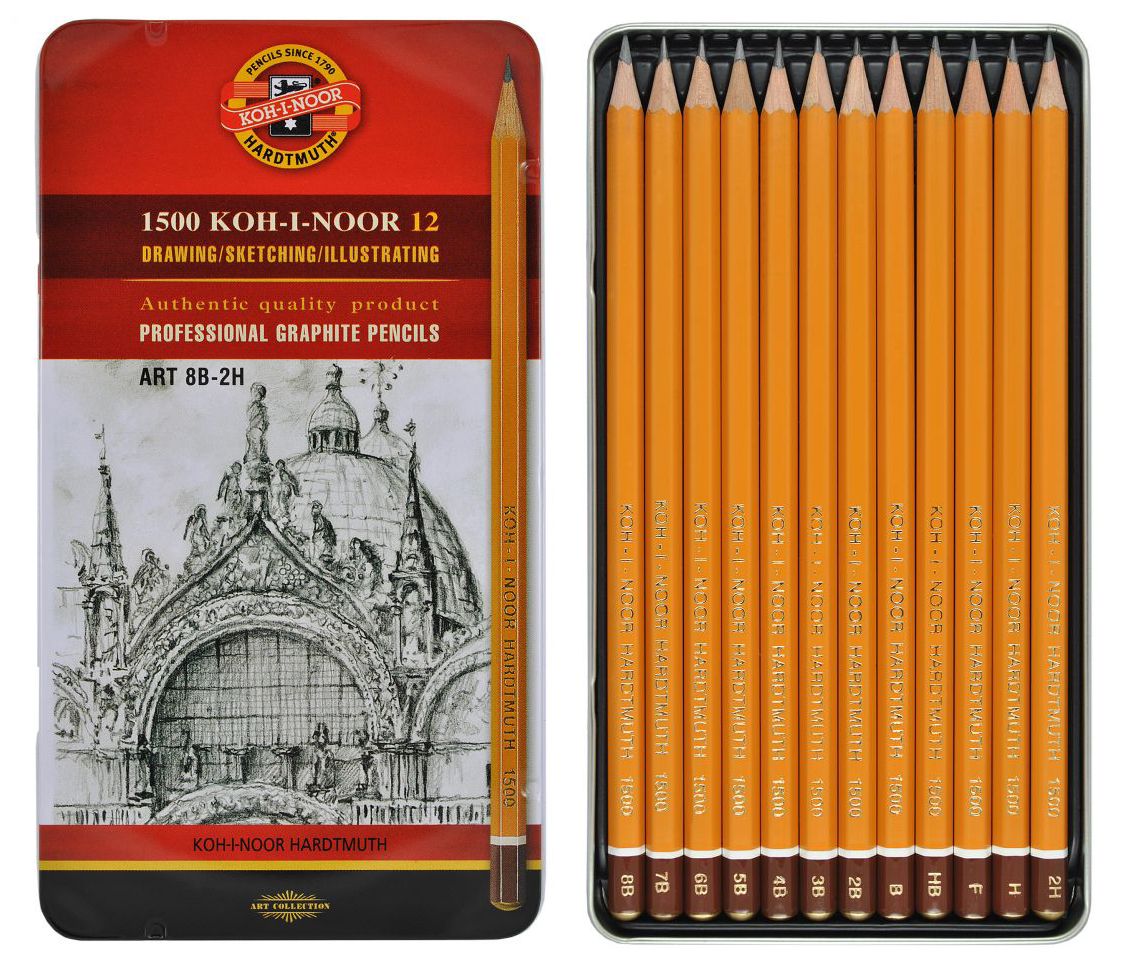 

Набор графитных карандашей Koh-I-Noor 1500 Art, 8В-2Н