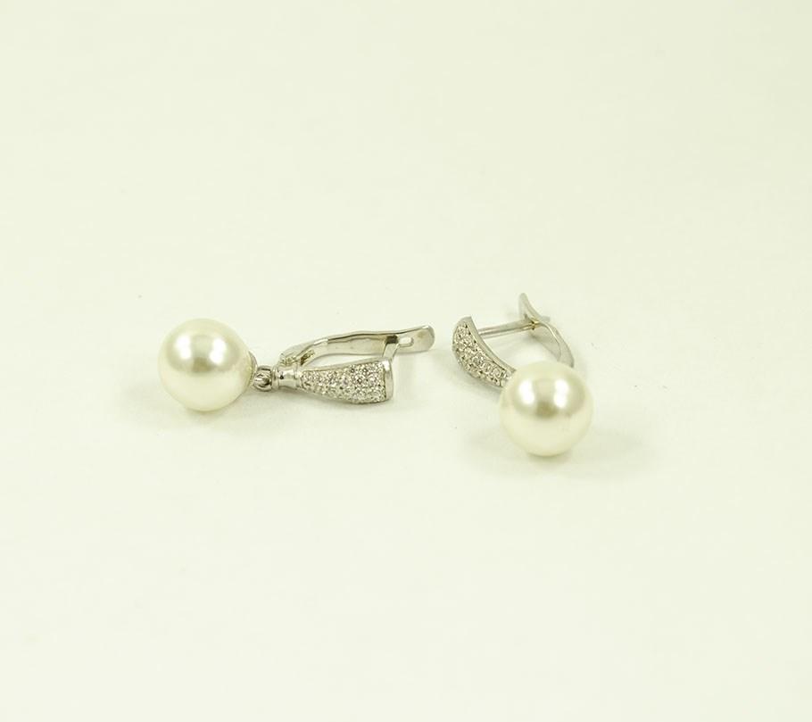 

Серьги с жемчугом висюльки Maxi Silver 8316