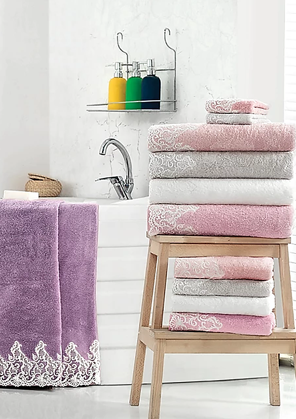 

Полотенце Maison Dor Jasmin 2шт 50х100см бежевое с розовым