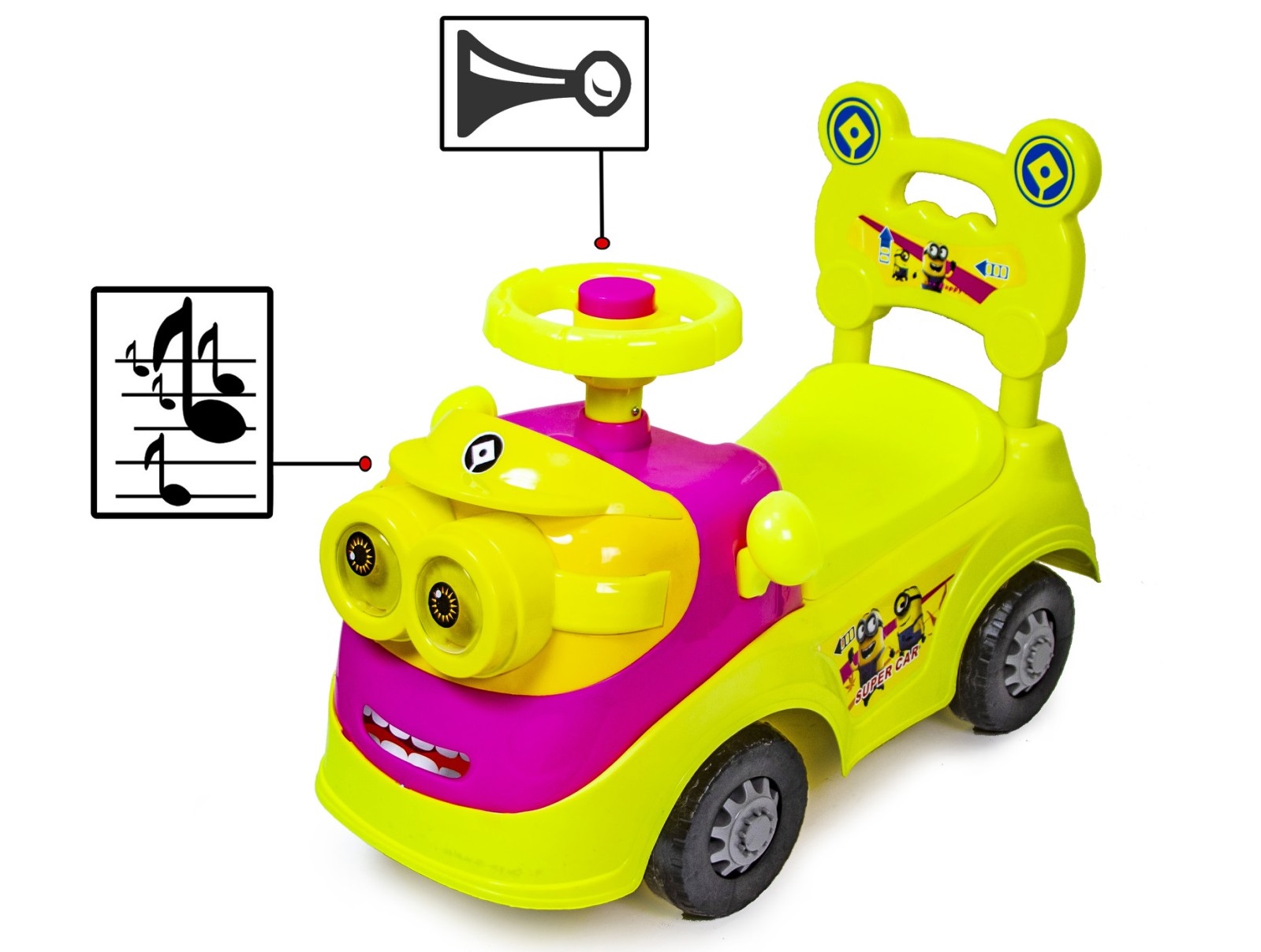 

Автомобиль-каталка толокар "Миньоны" 188-Yellow-Pink