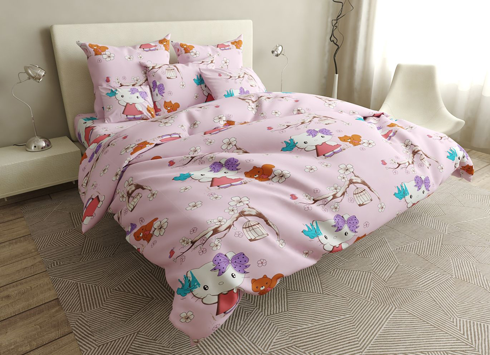 

Комплект постельного белья MirSon Бязь Premium 17-0368 Hello Kitty Двуспальный