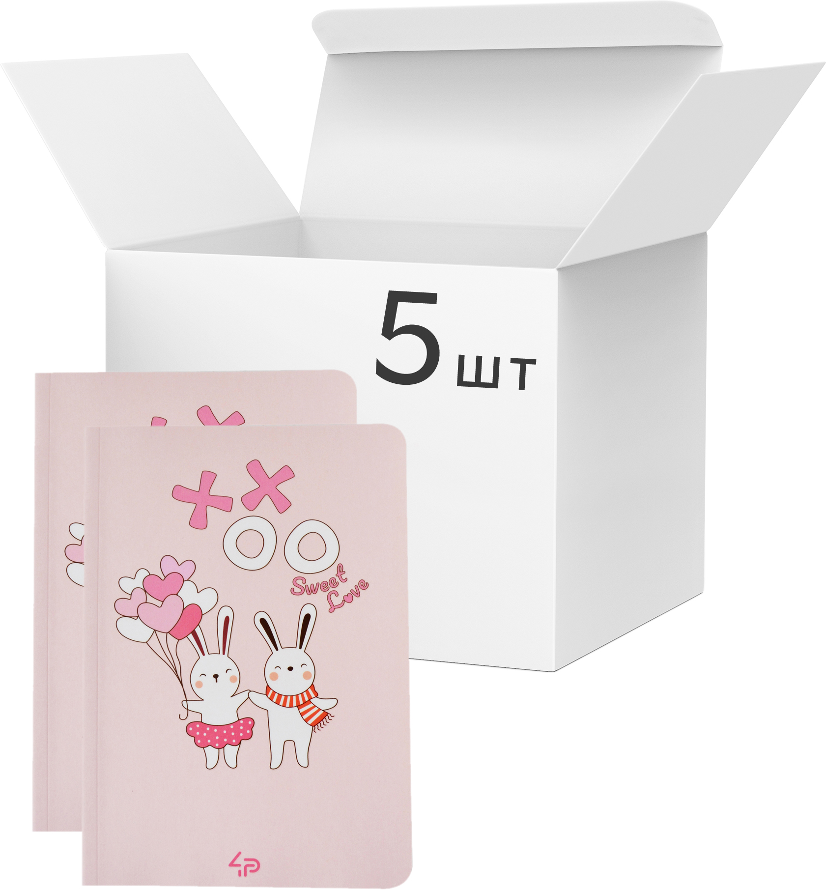 

Упаковка блокнотов 4Profi Profiplan Sweet love note А5 в клетку 40 листов Rebbits 5 шт (904365)