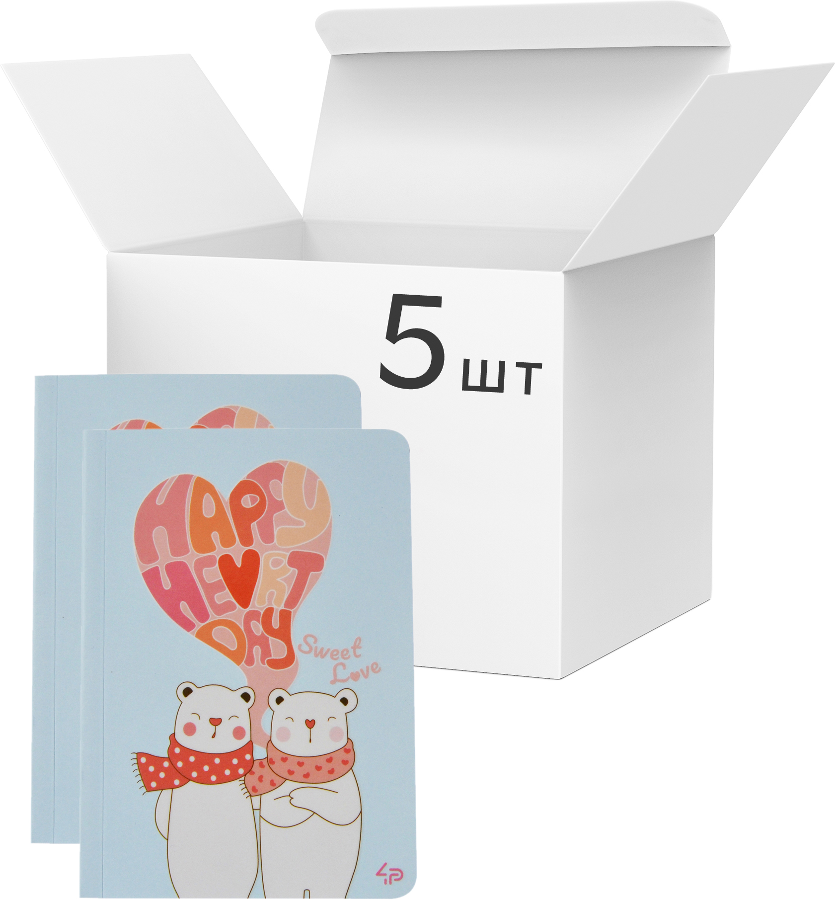 

Упаковка блокнотов 4Profi Profiplan Sweet love note А6 в клетку 40 листов Bears 5 шт (904235)