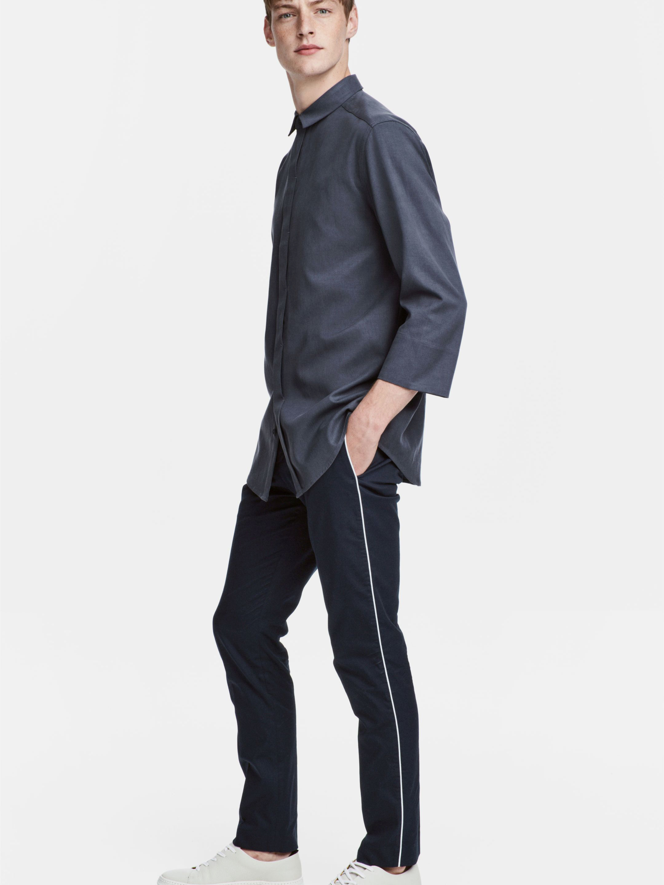 

Брюки H&M 4567325-ABFX 54 Темно-синие с белым