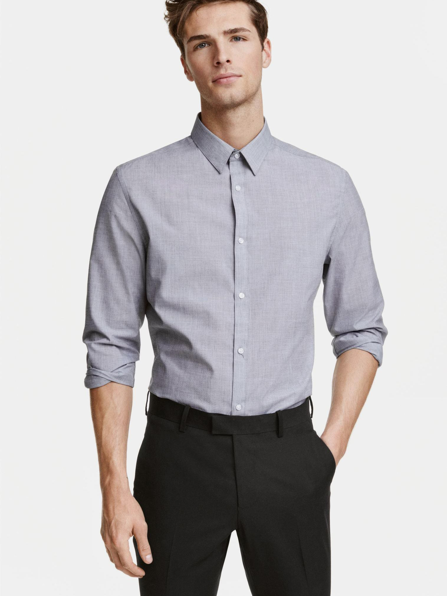 

Рубашка H&M 4005314-ACUI L Бледно-синяя