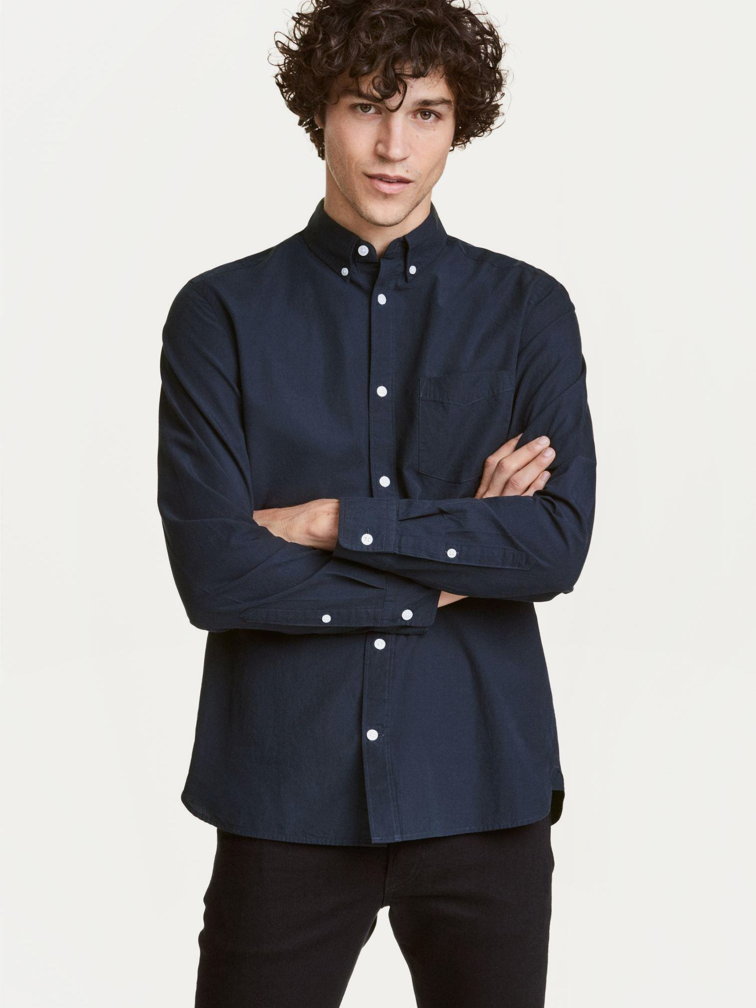 

Рубашка H&M 4595285-AAQJ M Темно-синяя