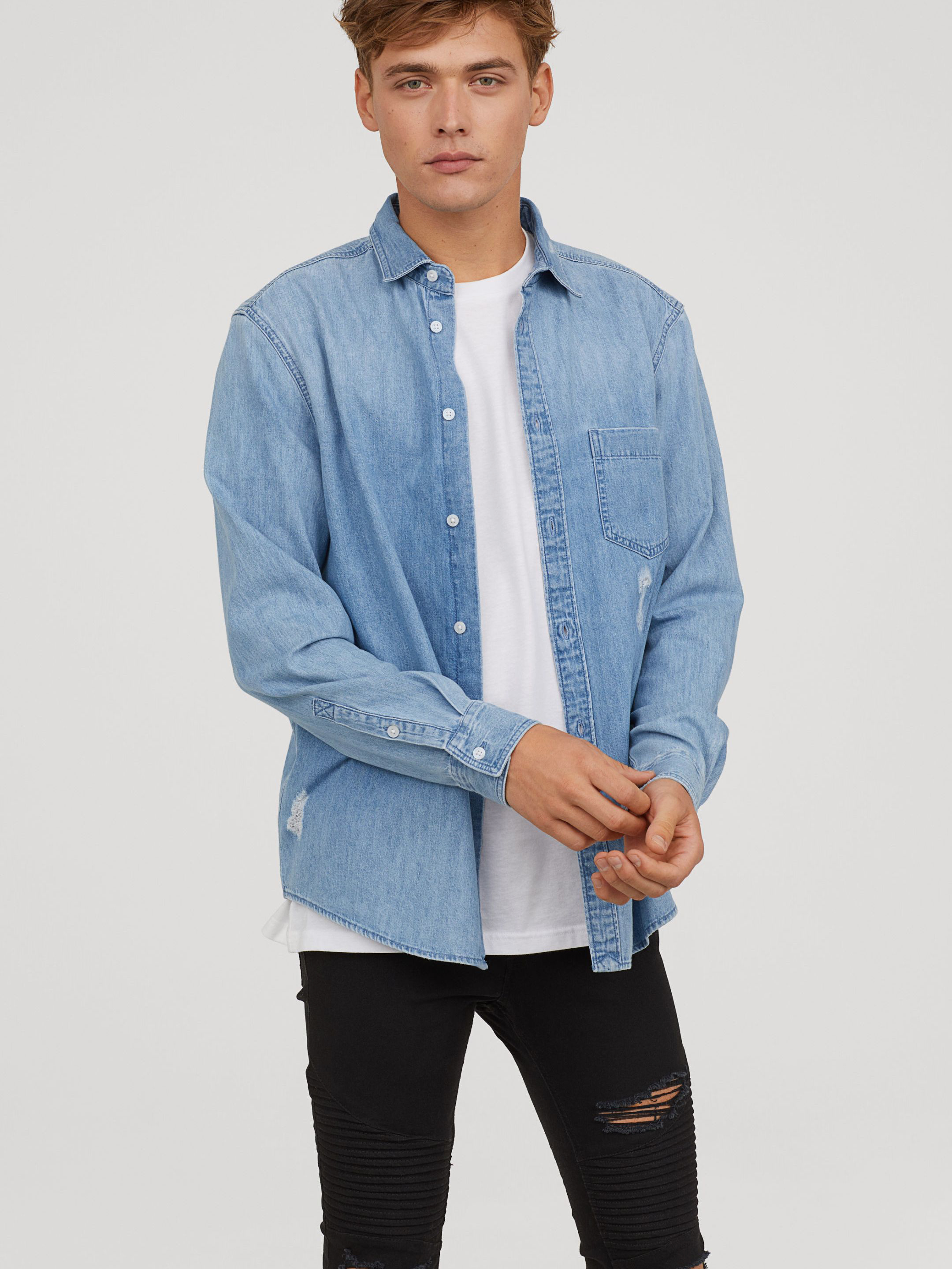 

Рубашка джинсовая H&M 6066928-ACXD XXL Синяя