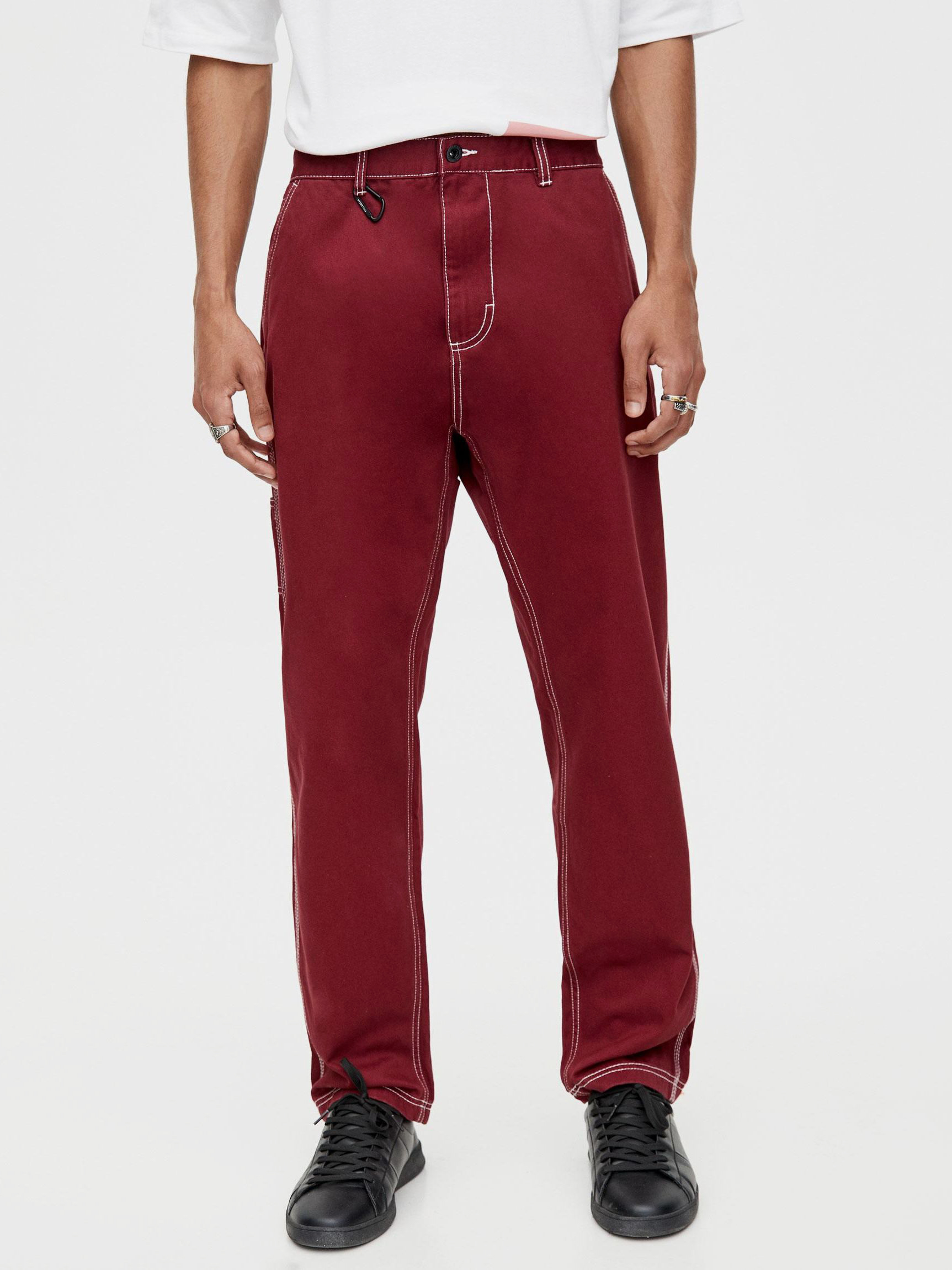 

Брюки Pull & Bear 5679/514/681-ABKW 40/31 Бордовые с белым