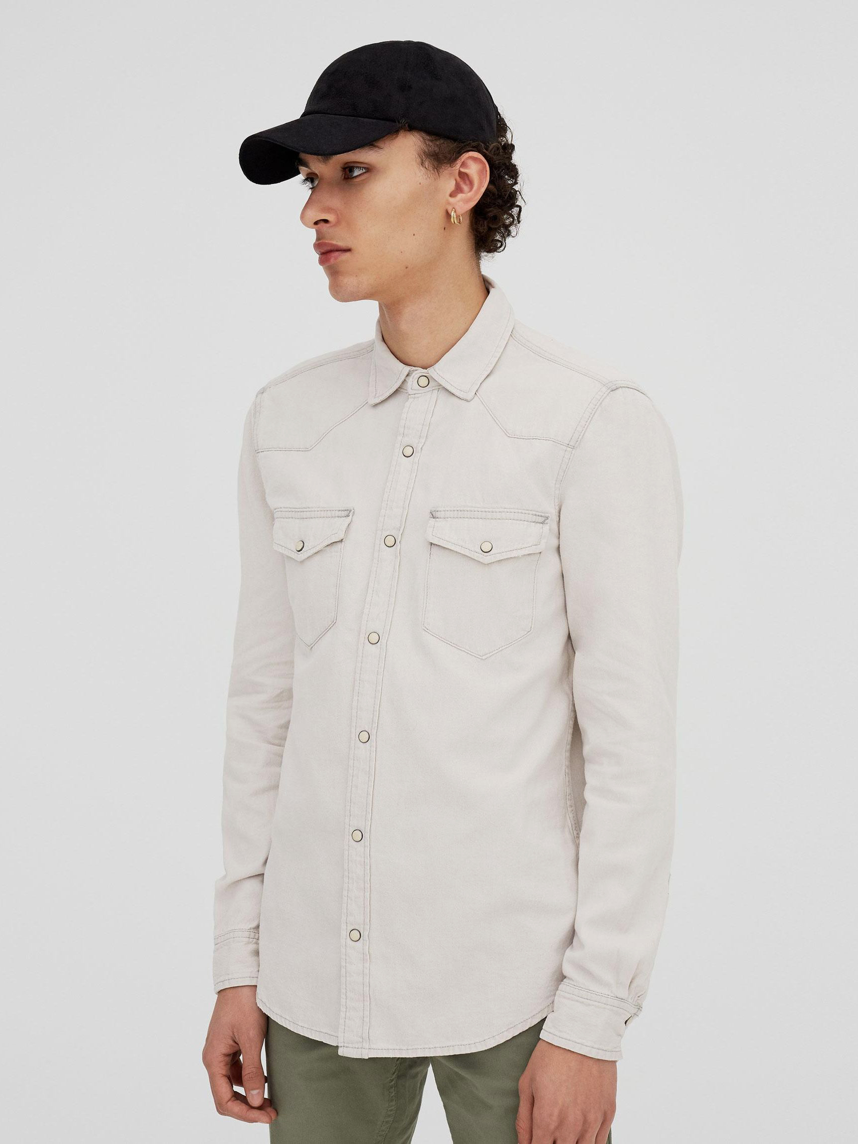 

Рубашка Pull & Bear 5472/505/802-ACWW S Светло-серая