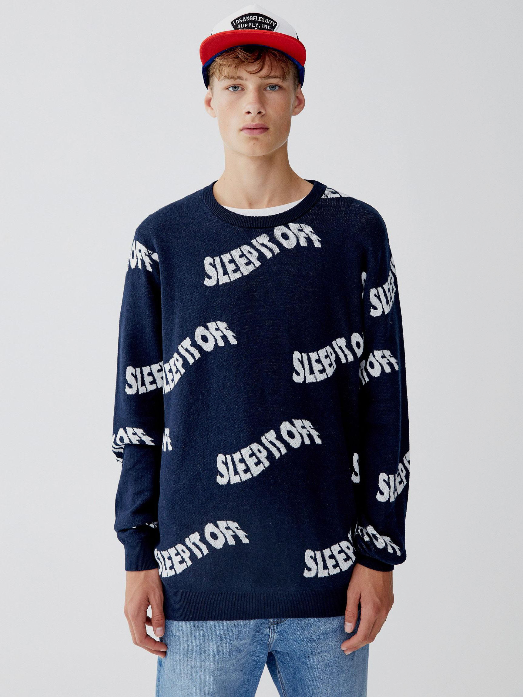 

Джемпер Pull & Bear 9559/544/401-AANV S Темно-синий с белым