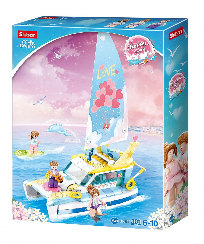 

Детский игровой конструктор SLUBAN Girls Dream Яхта Любви для девочек 300+ деталей