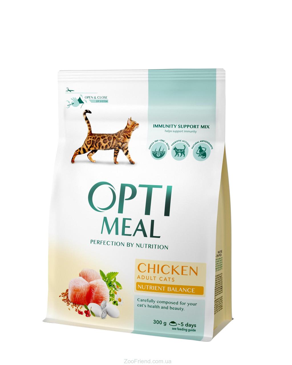 

Сухой корм для кошек Optimeal для котов с курицей 4кг