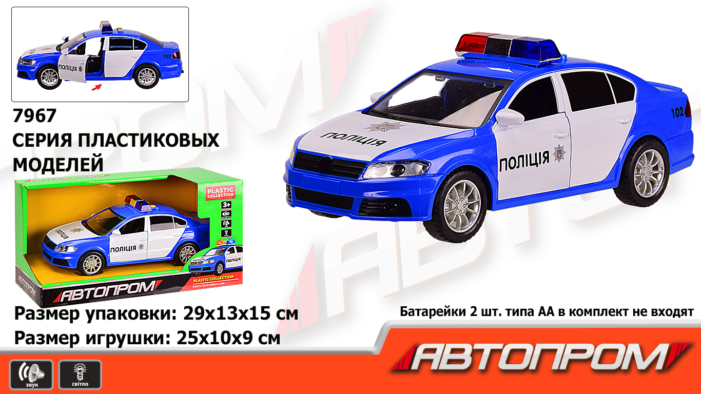 

Машинка АВТОПРОМ "Полиция" свет,звук 7967