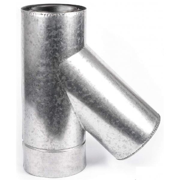 

Тройник дымохода 45 сендвич из нержавеющей стали в оцинкованном кожухе 0,8мм Ф130/200