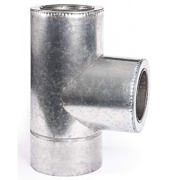 

Тройник дымохода 90 сендвич из нержавеющей стали в нержавеющем кожухе 1мм Ф130/200