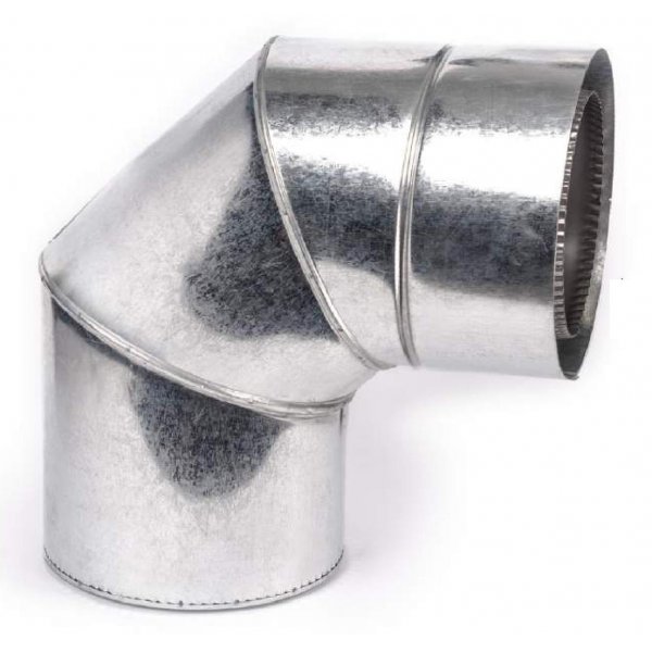 

Колено дымохода 90 сендвич из нержавеющей стали в нержавеющем кожухе 0,8мм Ф130/200