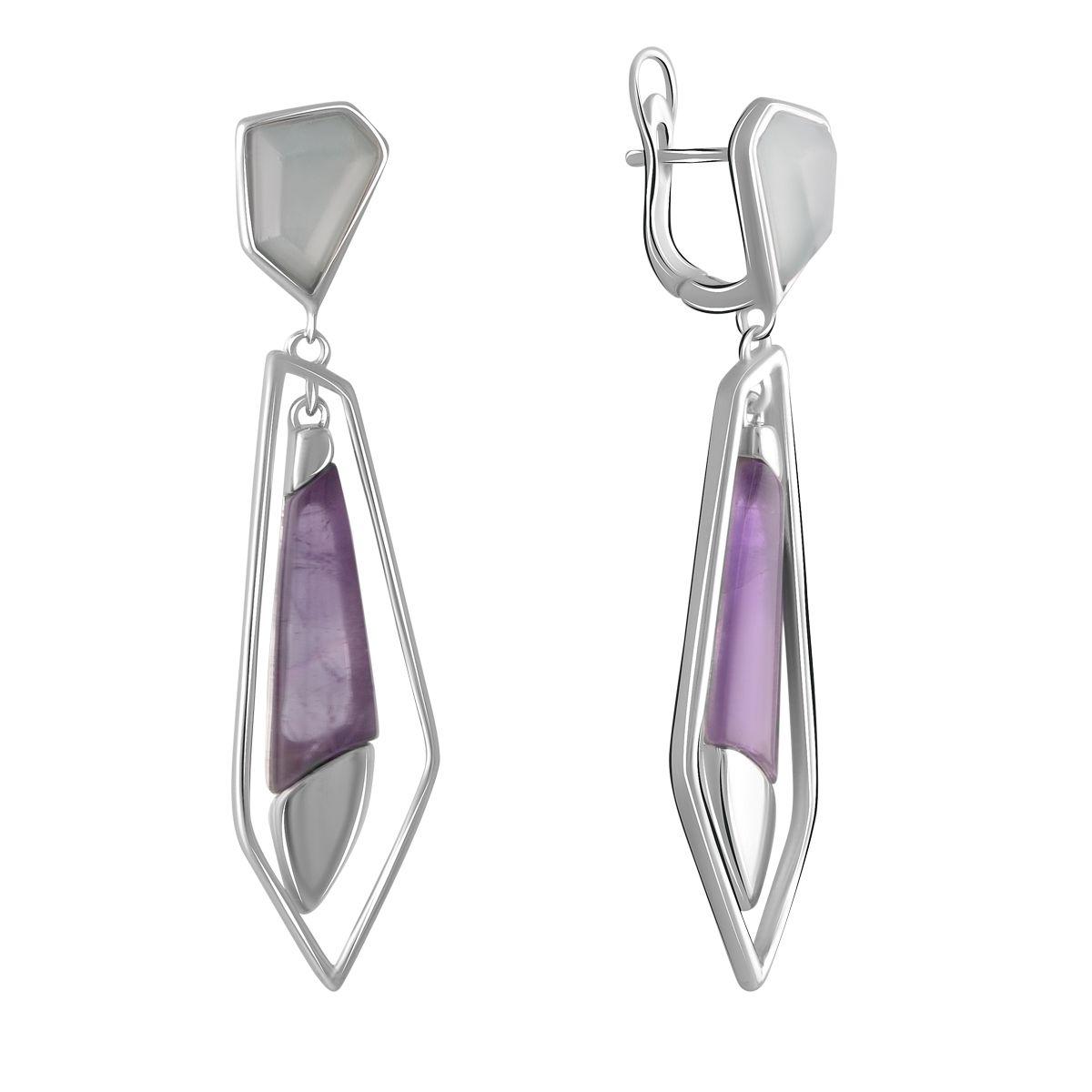 

Серебряные серьги SilverAlex с натуральным аметистом 11.237ct, аквамарином