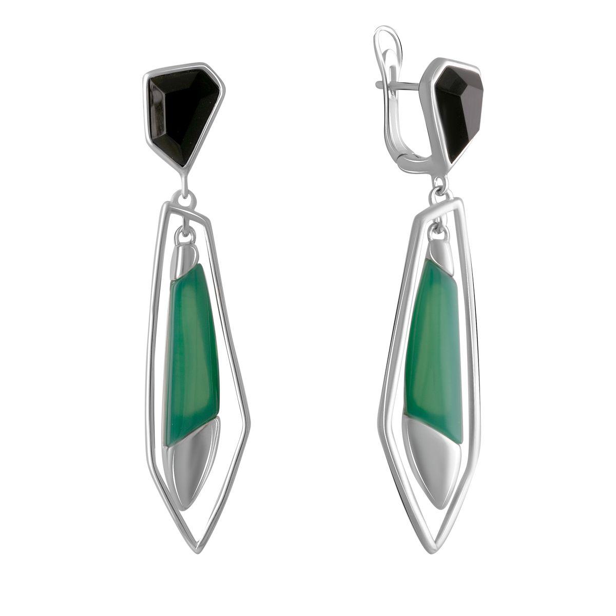 

Серебряные серьги SilverAlex с натуральным агатом 11.237ct, ониксом