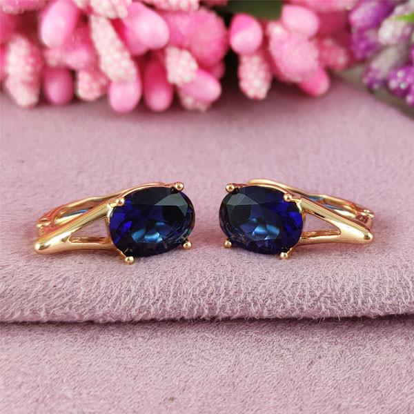 

Серьги Xuping Энни синий медицинское золото позолота 18К английский замок А/В 1-0493