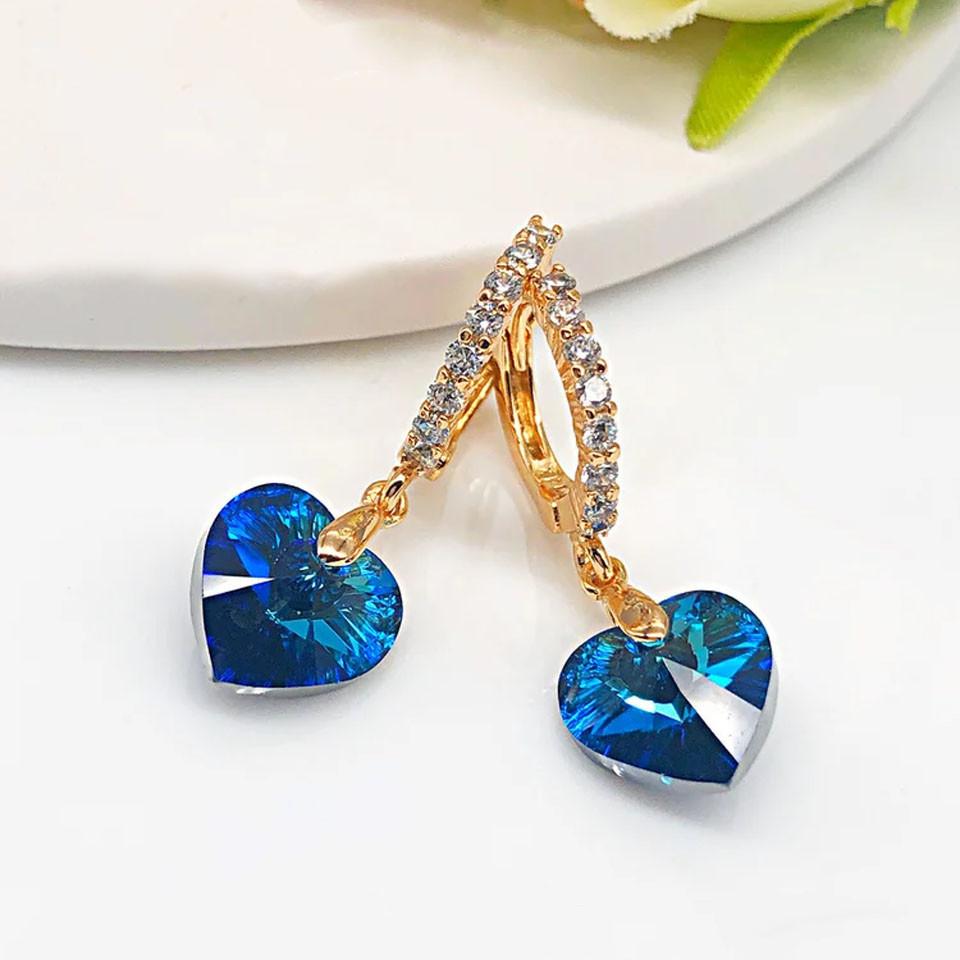 

Серьги SWAROVSKI подвески Кобальт медицинское золото, позолота 18К А/В 7-0042