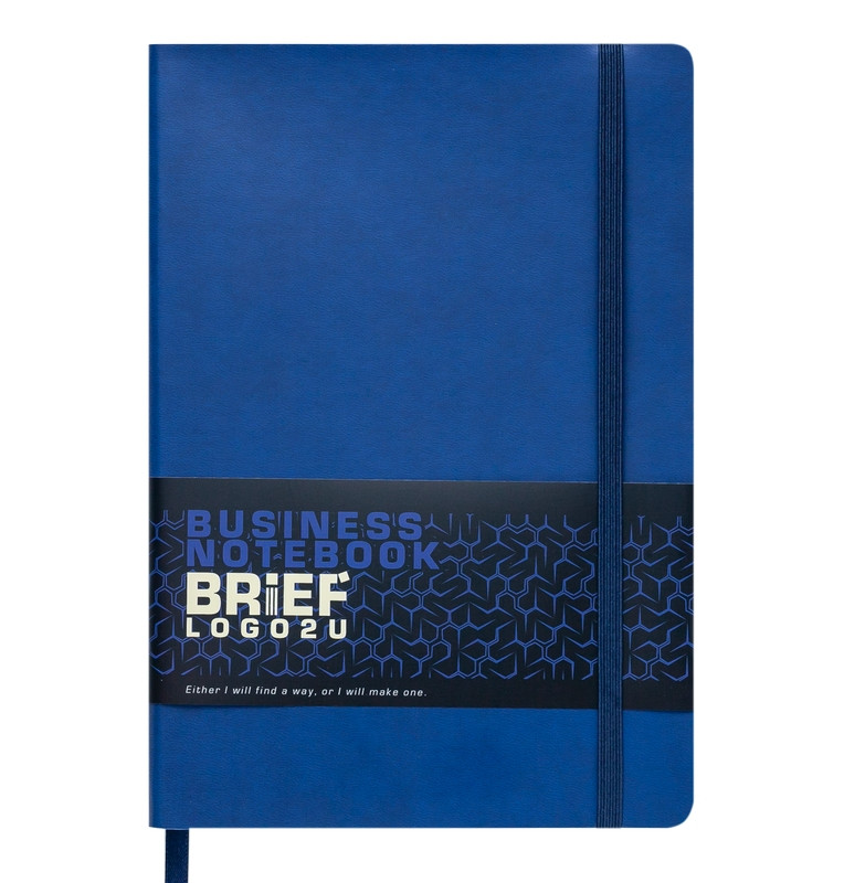 

Записная книга блокнот Buromax BRIEF LOGO2U A5 96 л клетка иск.кожа синий (BM.295104-02)
