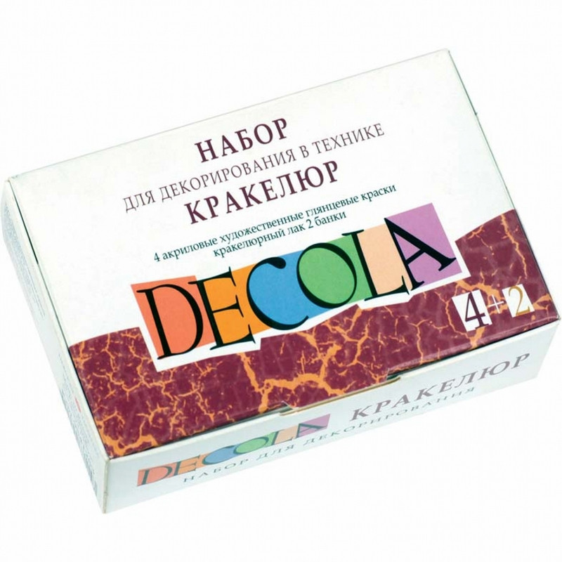

Набор ЗХК Decola:глянцевый акрил 4х20мл, кракелюрный лак 2х20мл (350817)