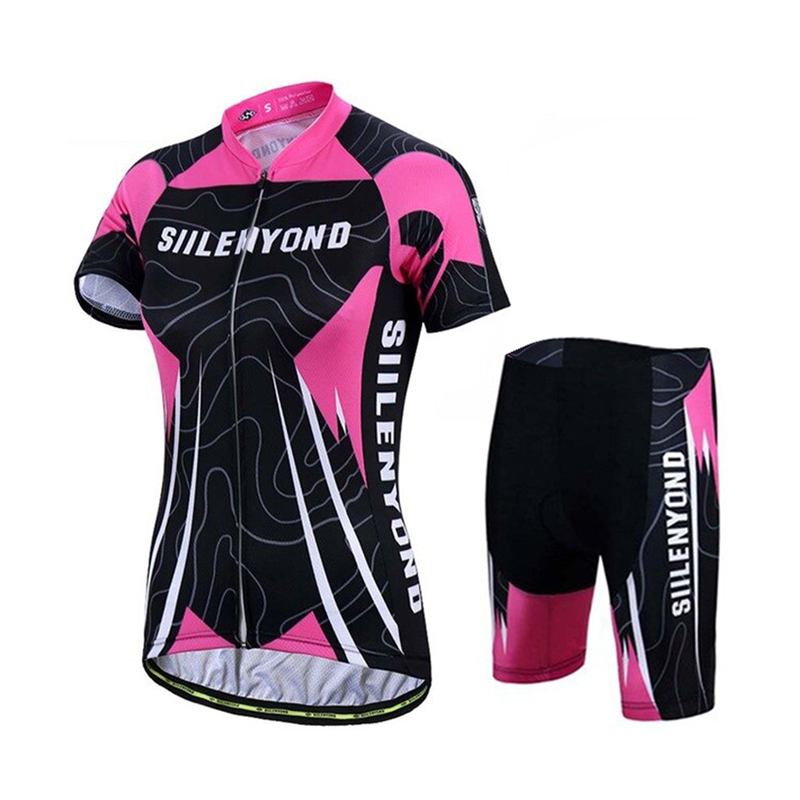 

Велокостюм женский Siilenyond SW-DT-052 Black Pink 2XL Полосы короткий рукав шорты