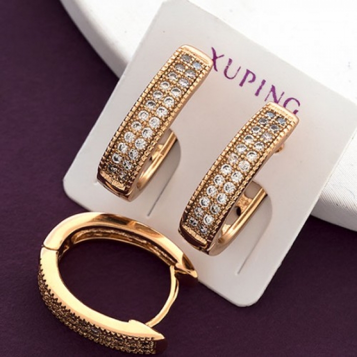 

Серьги Xuping Эко Латунь и Фианиты 15х5мм Покрытие Золото 18К 1пара