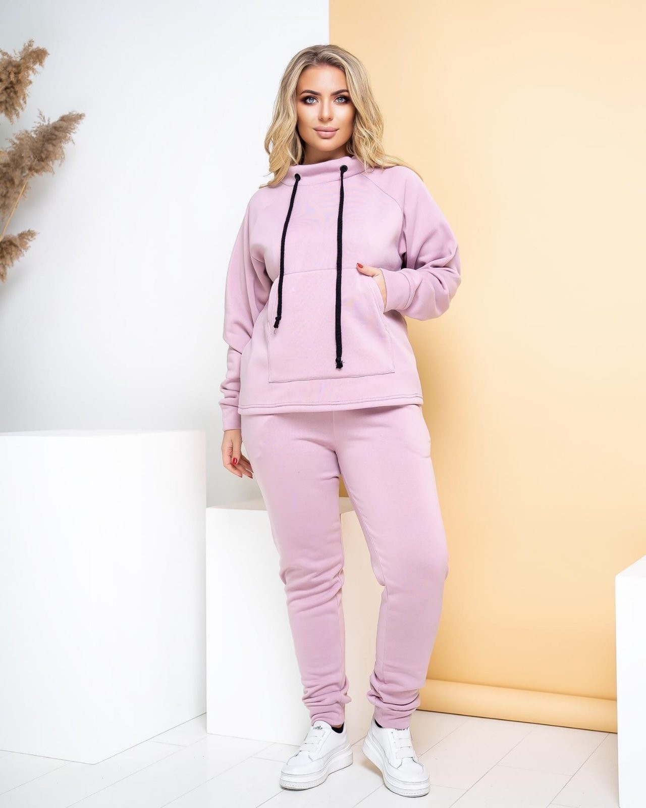 

Костюм спортивный Asphodel худи и штаны розовый 50 XL