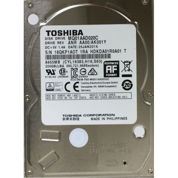 

HDD SATA 200GB Toshiba 4200rpm 8MB (MQ01AAD020C)